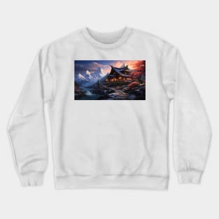 Beautiful house by the water There is a beautiful mountain scenery. Crewneck Sweatshirt